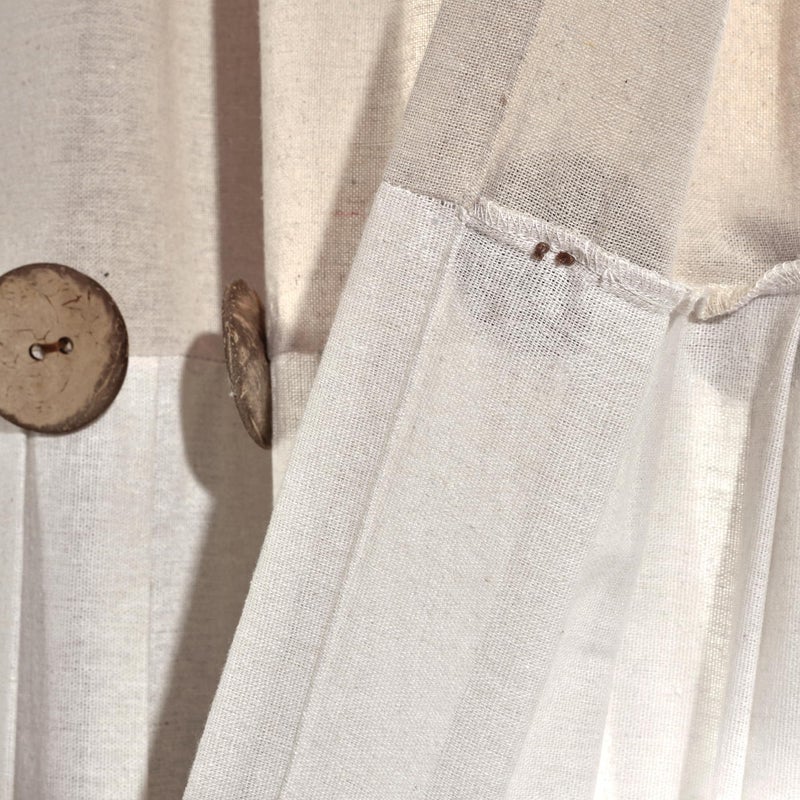 Lush Decor Linen Button Window Curtain Panel, Single, 40" W x 108" L, Linen - Country Curtains - Rustic Decor - Color Block Modern Farmhouse Curtains For Living Room, Bedroom & Dining Room - Image 5